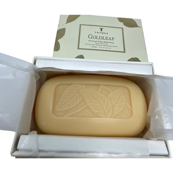 Thymes Gold Leaf Triple-Milled Perfumed Bar Soap 7 oz.New in Box - Picture 3 of 7